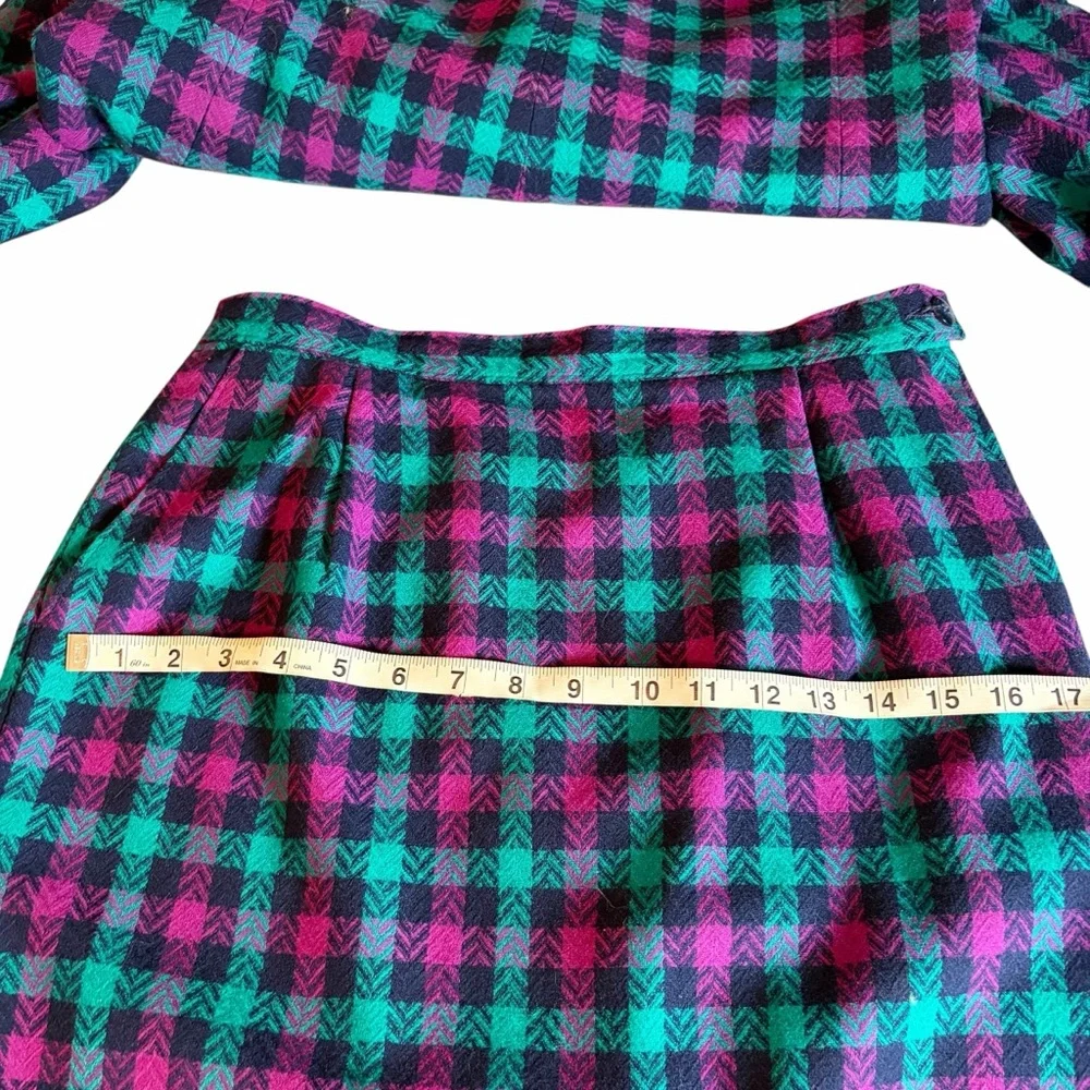 PENDLETON VINTAGE 100% WOOL BLAZER & SKI SKIRT SET SIZE 10 PETITE - Picture 8 of 10